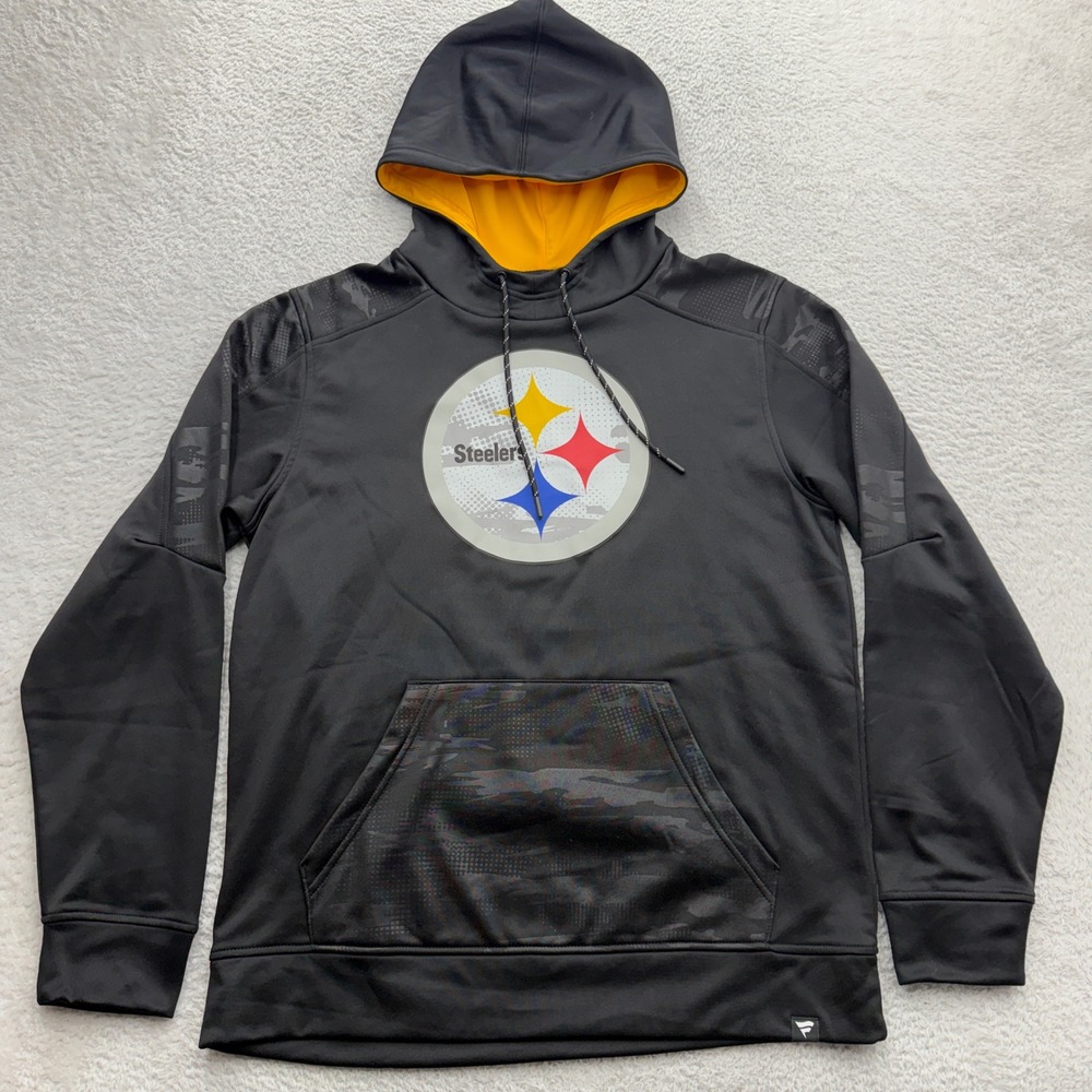 Fanatics Mens Pittsburgh Steelers Hoodie Black Camo Pullover Logo Large L NFL